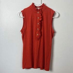 Tory Burch Lidia Polo Sleeveless Orange